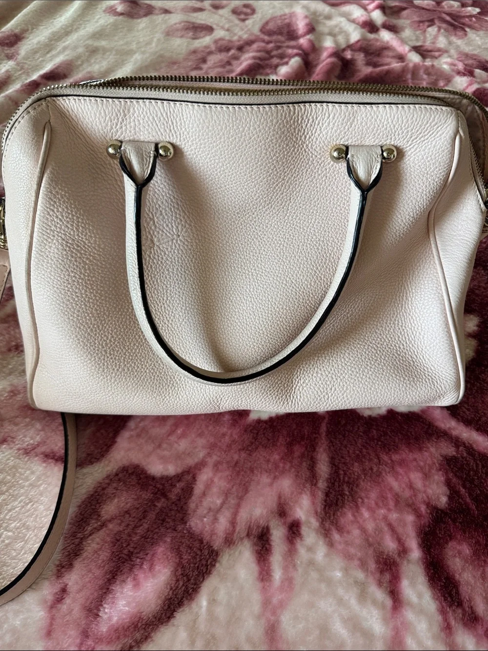 kate spade Pebbled Satchel in Pale Pink with Gold Hardware